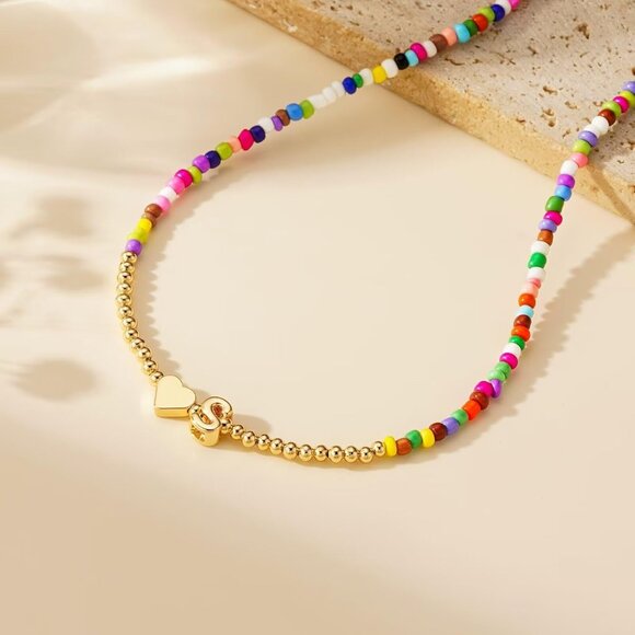 Cute Colorful Heart Initial Pendant Necklace - Perfect for Birthdays & Christmas - Picture 5 of 7